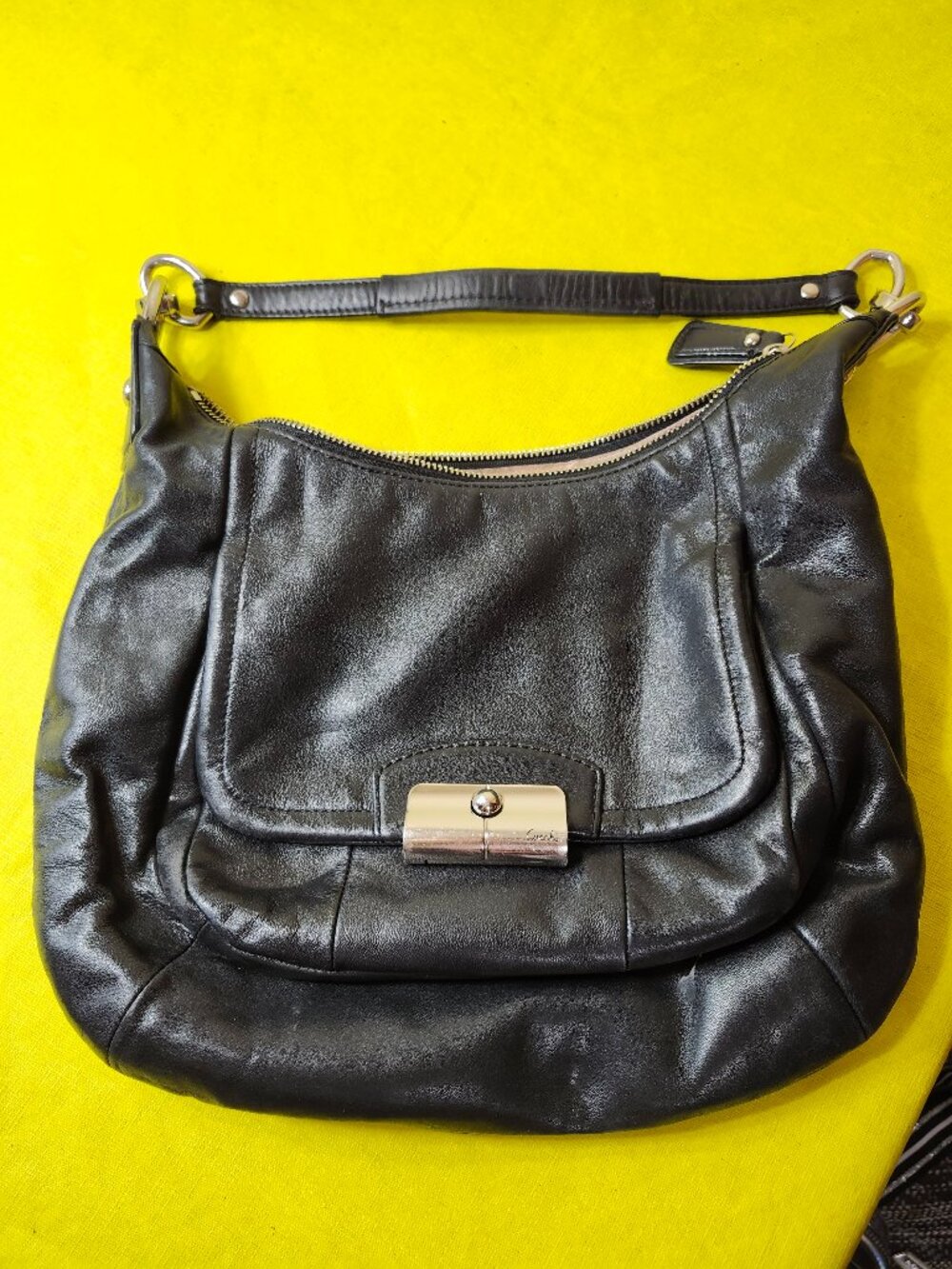 Coach Kristin Black Leather Hobo Shoulder Bag